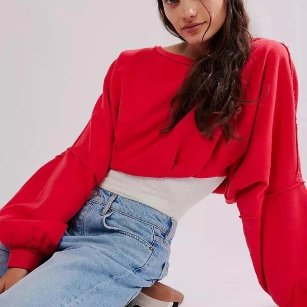 New! Free People Crop It Like It's Hot Top Pullover Large 2353